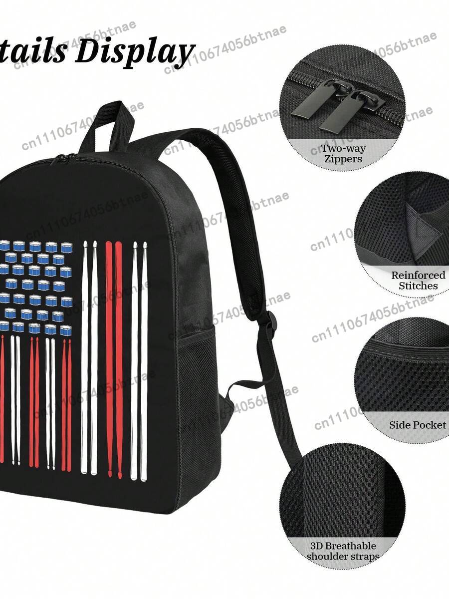 Drum Sticks US American Flag 3 - School Backpack Teen recensione e prezzo
